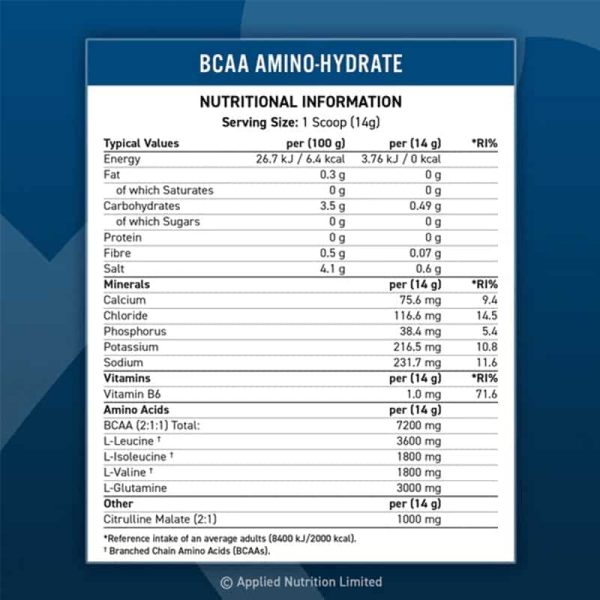بی سی ای ای هیدرات اپلاید نوتریشن (BCAA HYDRATE APPLIED NUTRITION ) - تصویر 2