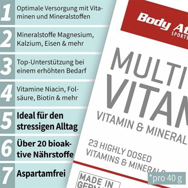 مولتی ویتامین بادی اتک 100 عددی ( BODY ATTACK MULTI VITAMIN) - تصویر 3